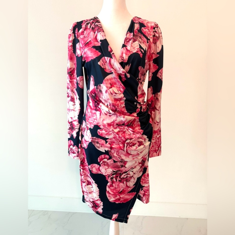 Nordstrom Floral Long Sleeve Dress - Pink and Black
